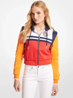 Women's MK X Ellesse Color-Block Cotton Blend Zip-Up Jacket
