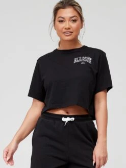 Ellesse Beneventi Cropped T-Shirt - Black