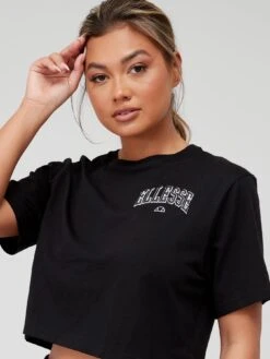 Ellesse Beneventi Cropped T-Shirt - Black 9 Ellesse Beneventi Cropped T-Shirt - Black -Ellesse VDGTA SQ4 0000000004 BLACK MDd